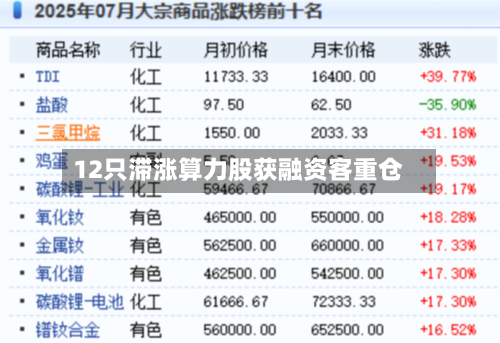12只滞涨算力股获融资客重仓