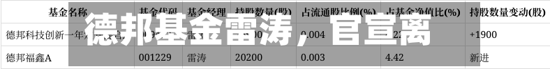 德邦基金雷涛，官宣离职-第2张图片